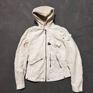 G Star Raw Elwood One Hooded Jacket Womens XS White‎ Utility Moto Style